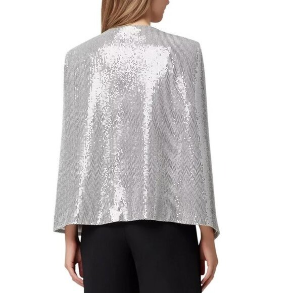 Tahari Asl Petite Shiny Cape Jacket - Picture 2 of 8